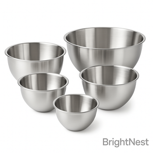 BrightNest Stainless Steel Mixing Bowl Set, 5 Piece