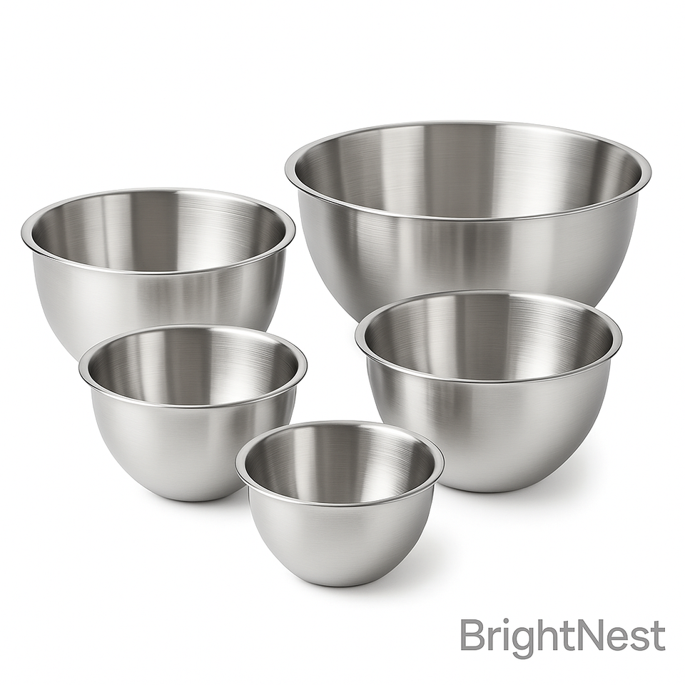 BrightNest Stainless Steel Mixing Bowl Set, 5 Piece