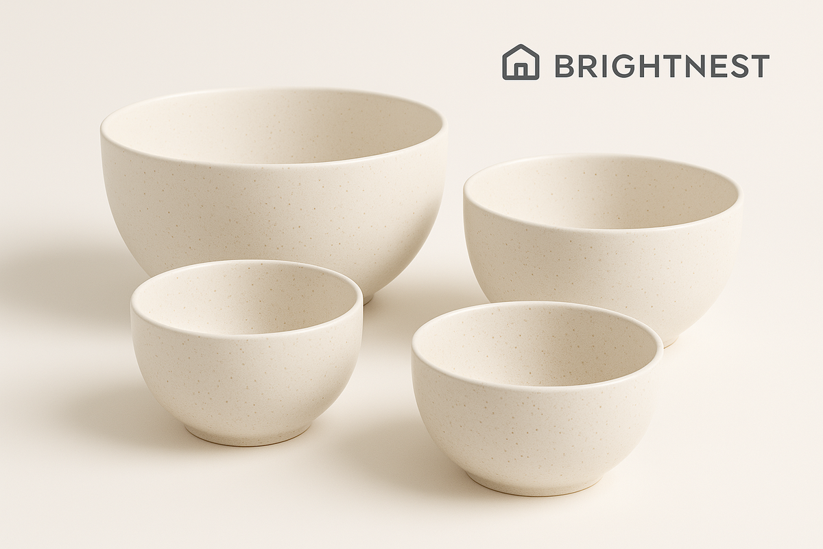 BrightNest Stoneware Pasta Bowl Set, 4 Piece