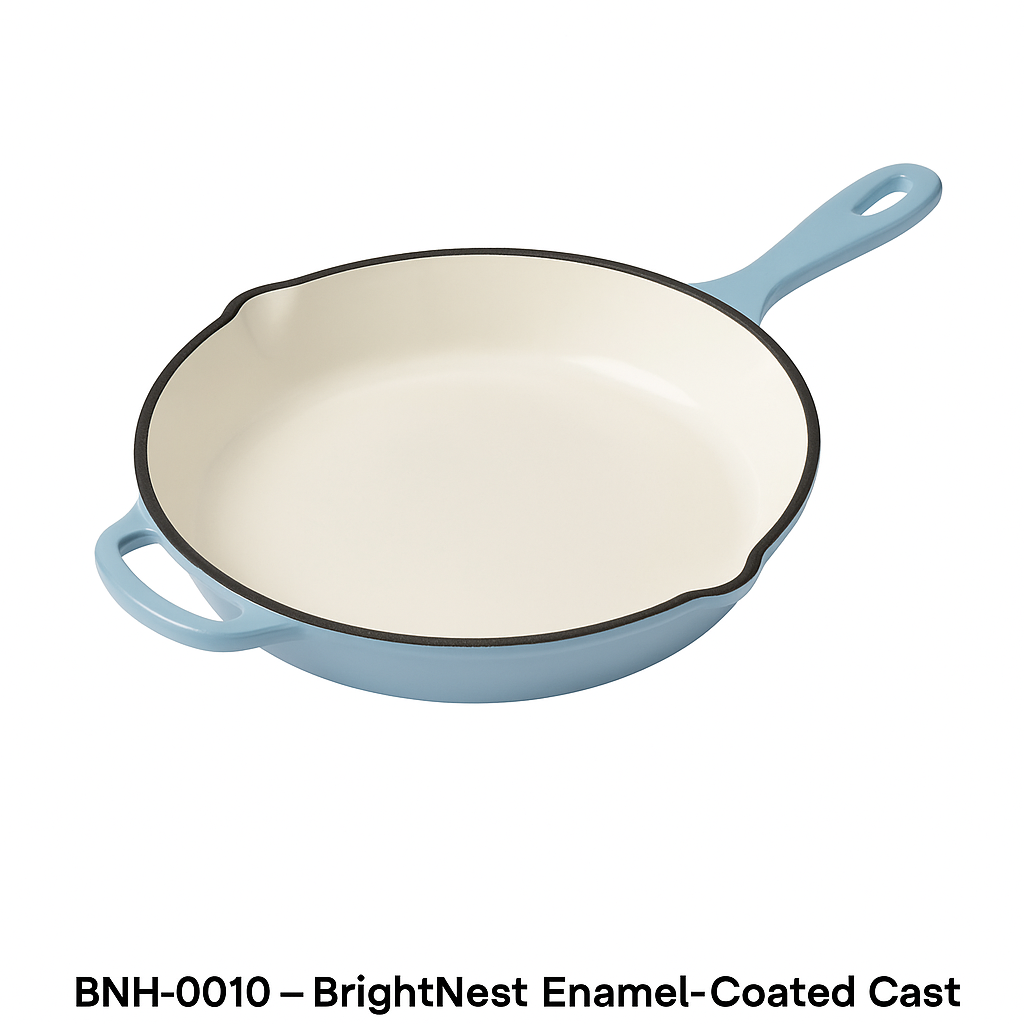 BrightNest Enamel-Coated Cast Iron Skillet, 10 in