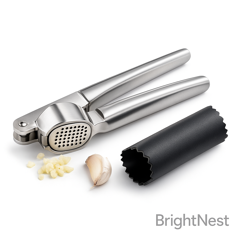 BrightNest Garlic Press & Silicone Peeler Set