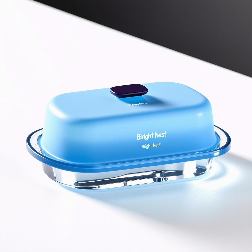 Glass Butter Dish with Frosted Blue Lid