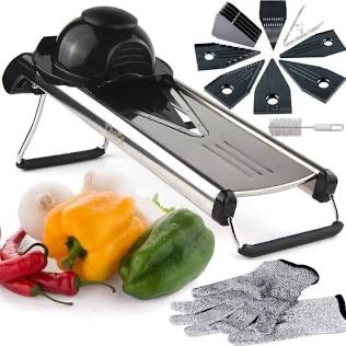 Chop Chop! Mandoline V-Slicer Commercial Grade Stainless Steel (6 Blade Set)