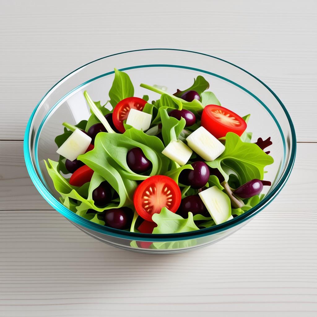 Glass Salad Bowl with Teal Rim